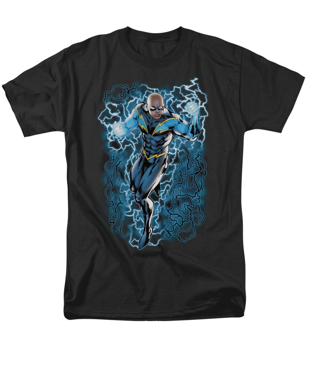 Superhero Men's T-Shirt (Regular Fit) featuring the digital art Jla - Black Lightning Bolts by Brand A
