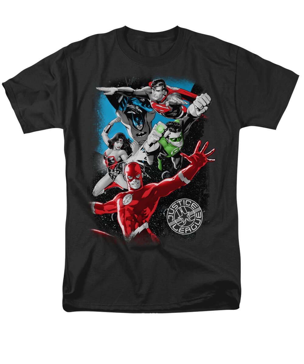 Justice League Of America Men's T-Shirt (Regular Fit) featuring the digital art Jla - Galactic Attack by Brand A