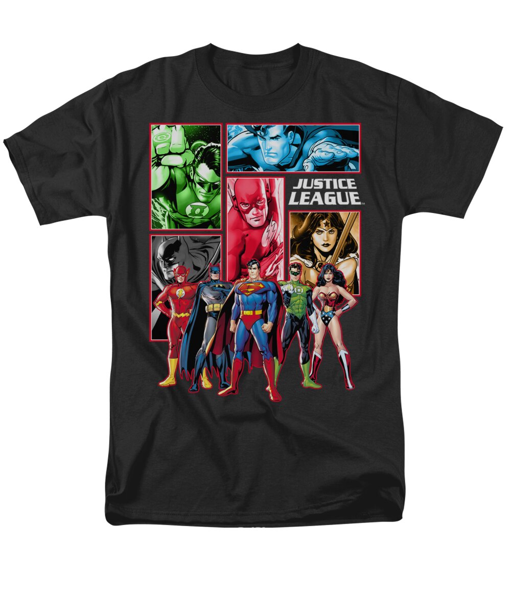  Men's T-Shirt (Regular Fit) featuring the digital art Jla - Justice League Panels by Brand A