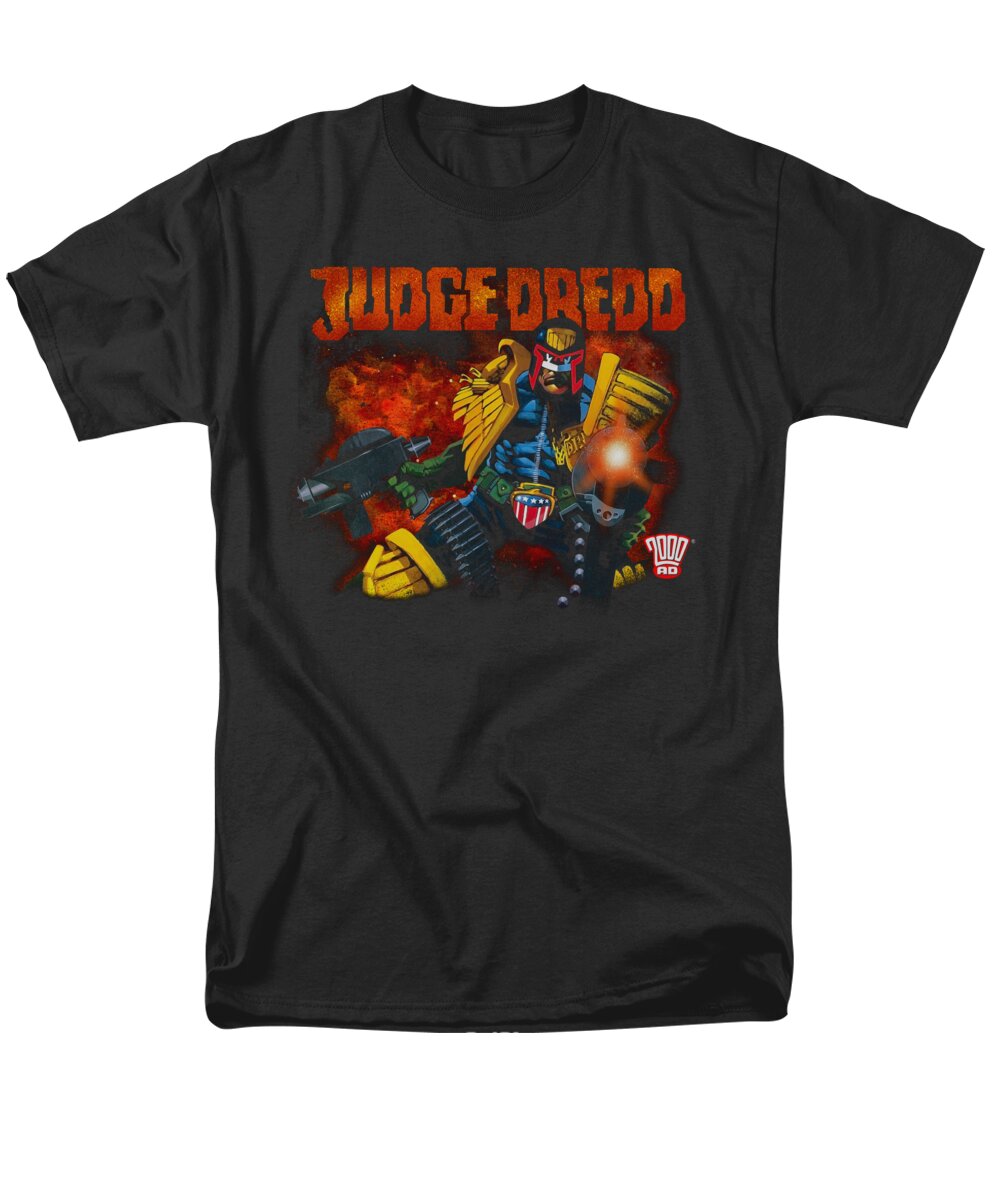 Judge Dredd Men's T-Shirt (Regular Fit) featuring the digital art Judge Dredd - Through Fire by Brand A