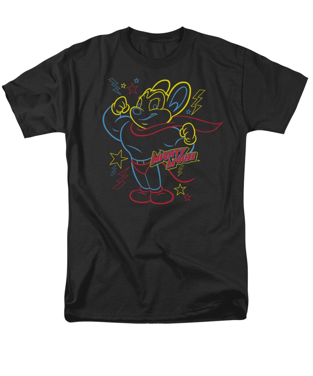 Mighty Mouse Men's T-Shirt (Regular Fit) featuring the digital art Mighty Mouse - Neon Hero by Brand A