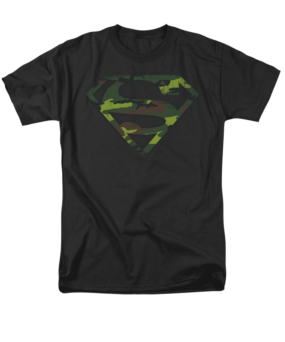 Superman Men's T-Shirt (Regular Fit) featuring the digital art Superman - Distressed Camo Shield by Brand A