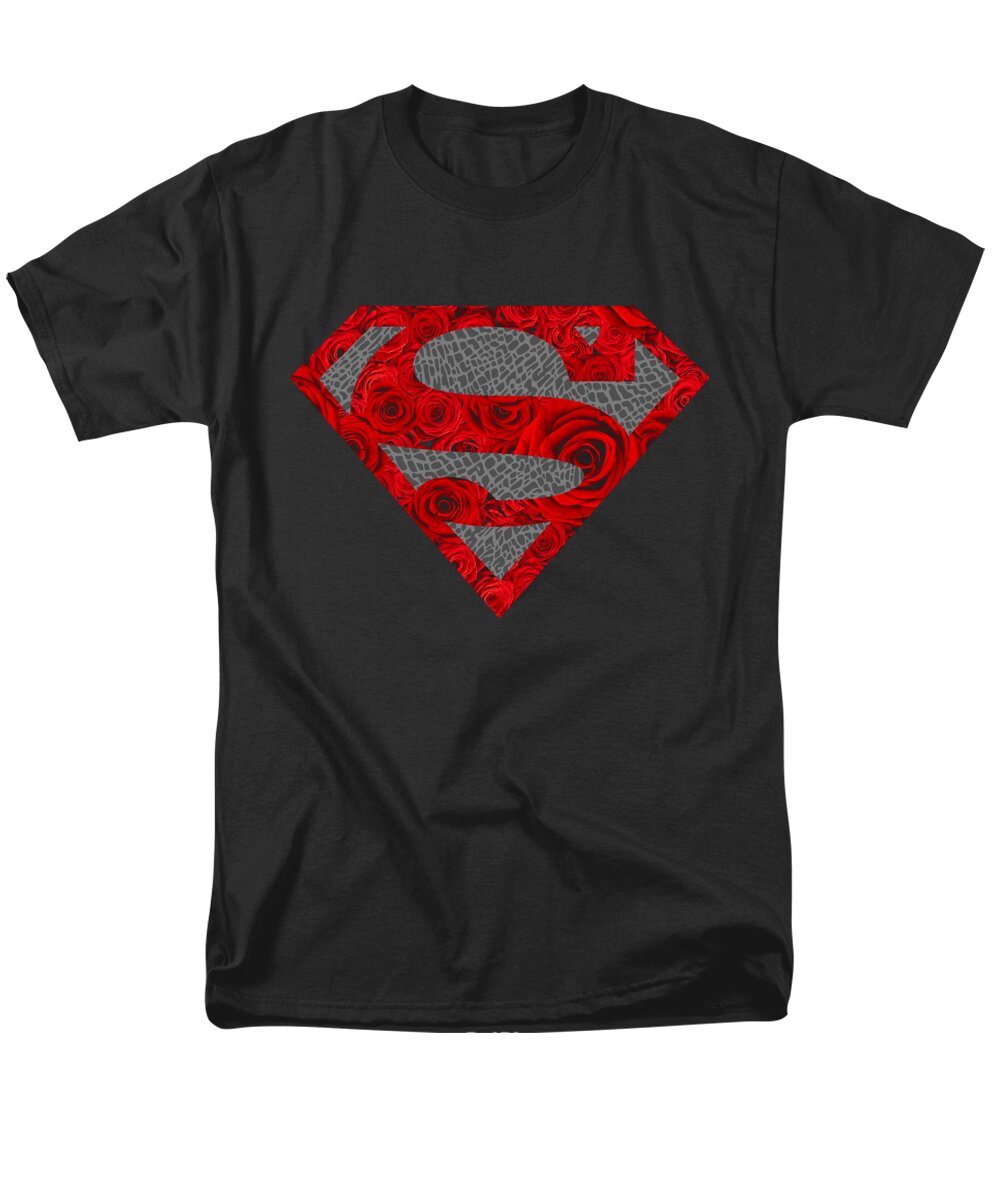  Men's T-Shirt (Regular Fit) featuring the digital art Superman - Elephant Rose Shield by Brand A
