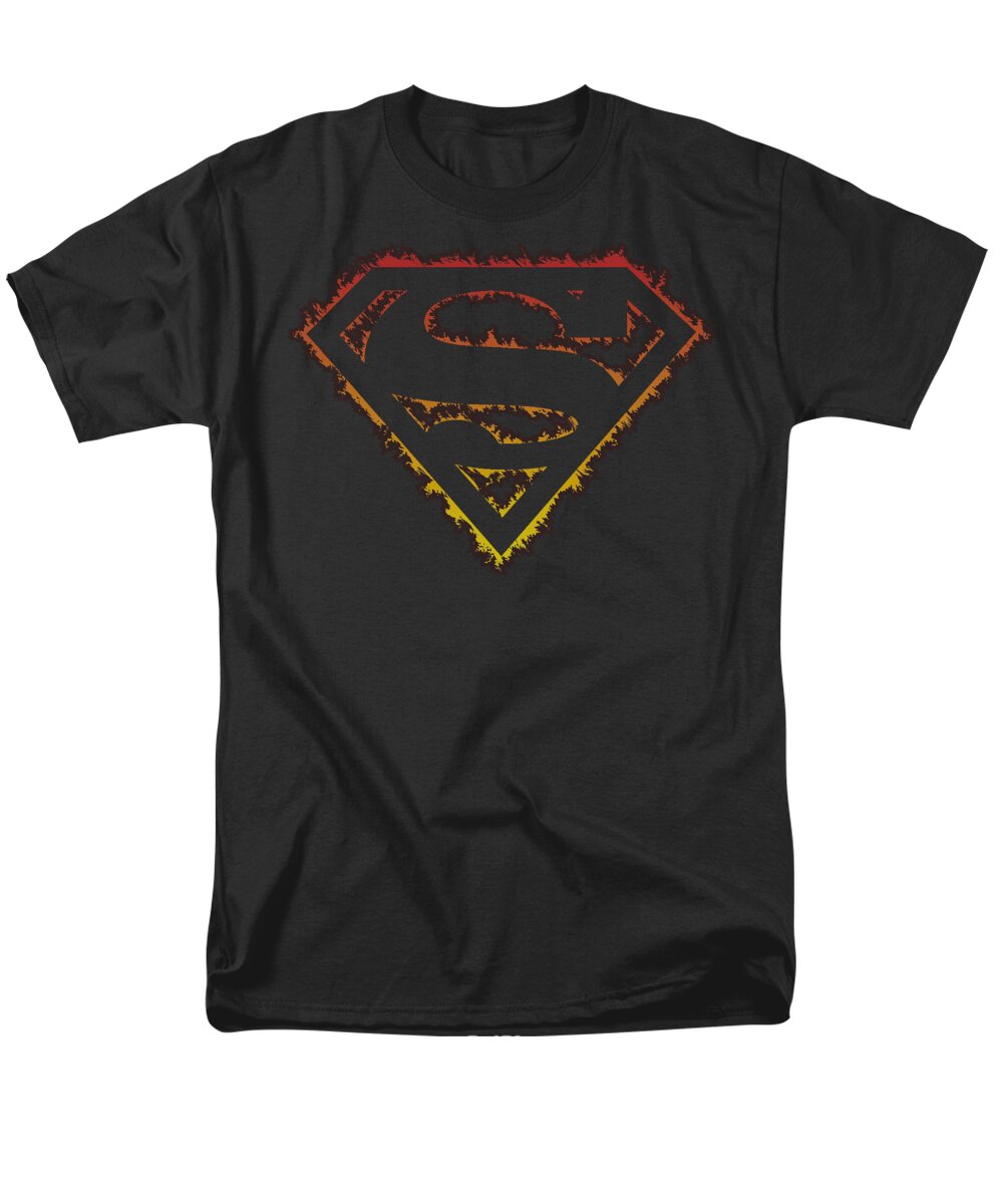 Superman Men's T-Shirt (Regular Fit) featuring the digital art Superman - Flame Outlined Logo by Brand A