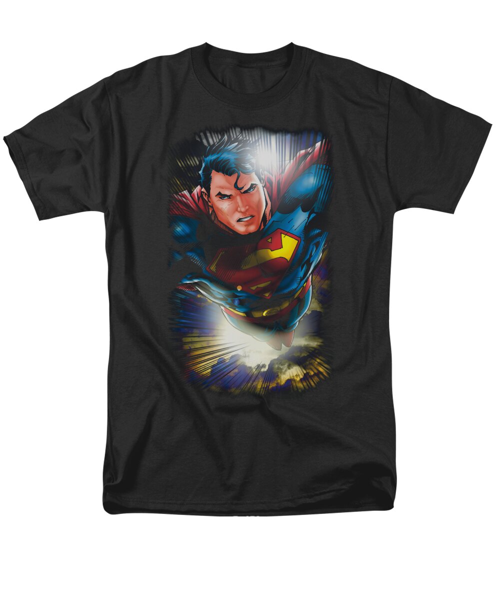 Superman Men's T-Shirt (Regular Fit) featuring the digital art Superman - In The Sky by Brand A