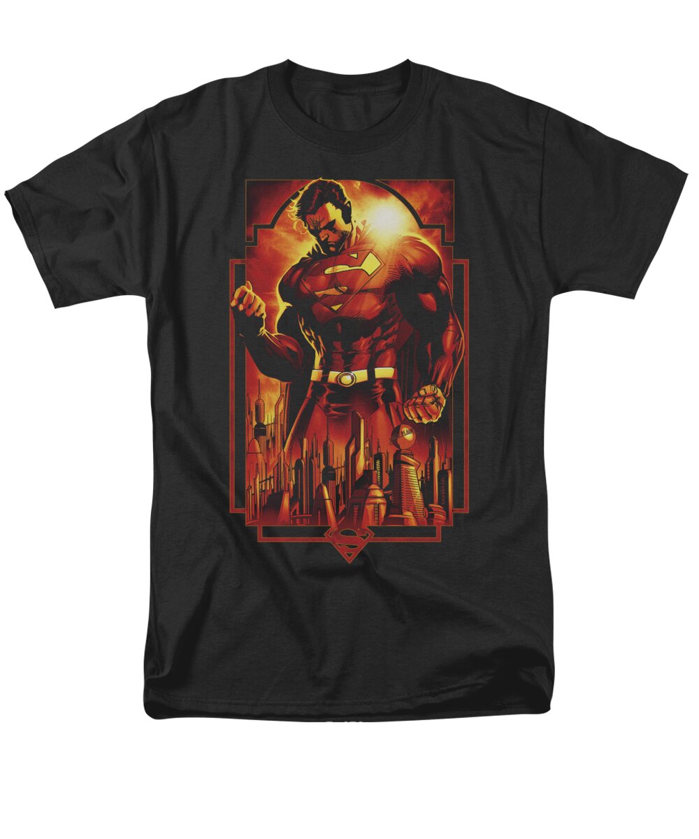 Superman Men's T-Shirt (Regular Fit) featuring the digital art Superman - Metropolis Deco by Brand A