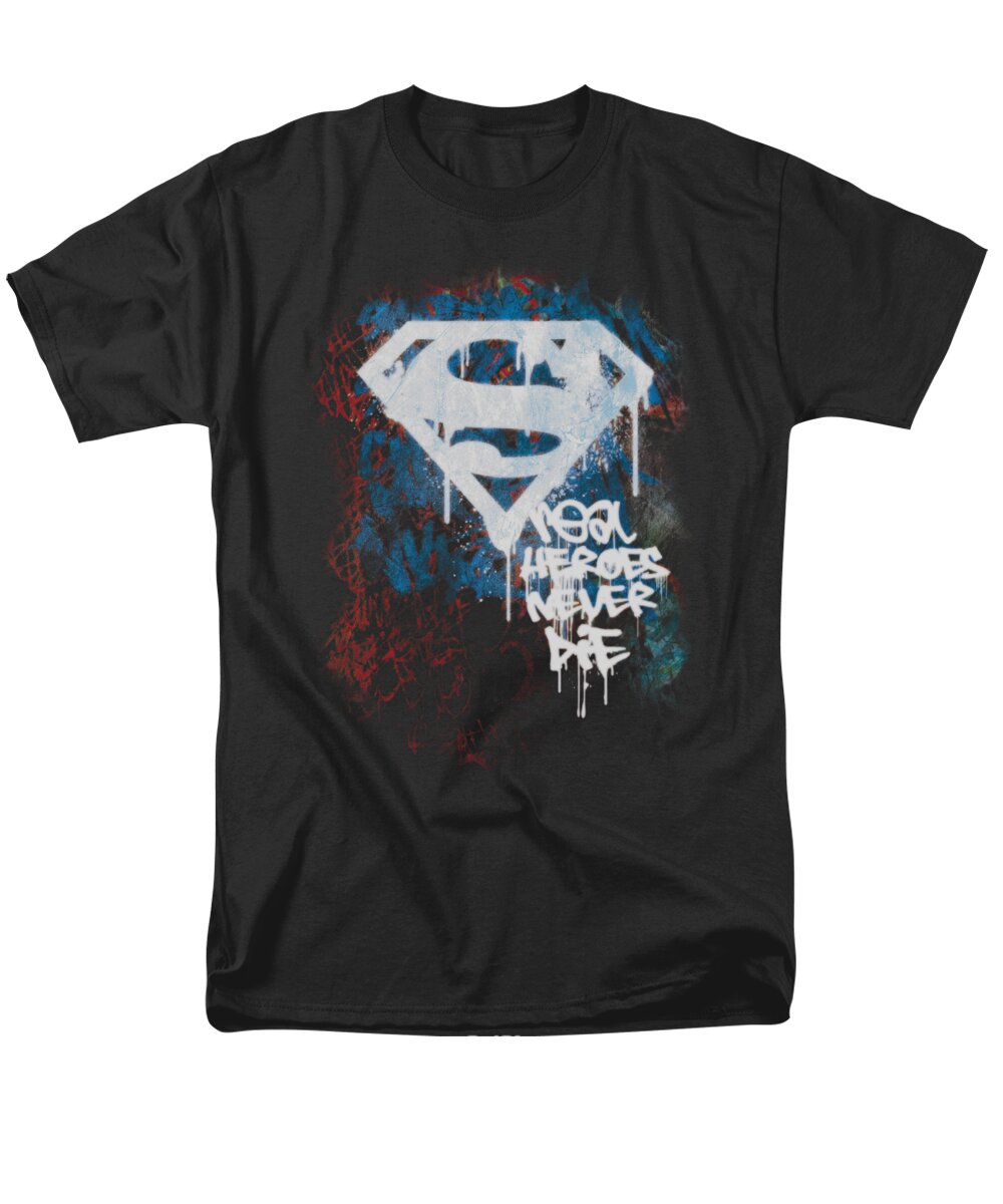 Superman Men's T-Shirt (Regular Fit) featuring the digital art Superman - Real Heroes Never Die by Brand A