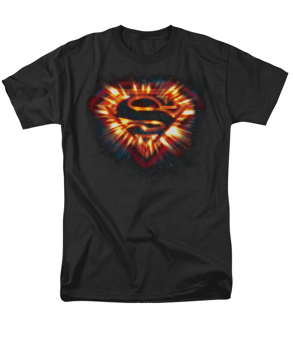 Superman Men's T-Shirt (Regular Fit) featuring the digital art Superman - Space Burst Shield by Brand A