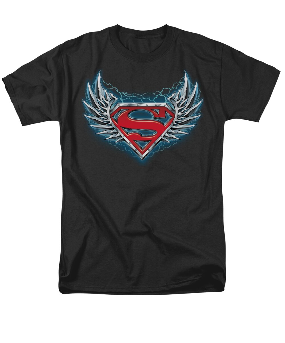 Superman Men's T-Shirt (Regular Fit) featuring the digital art Superman - Steel Wings Logo by Brand A