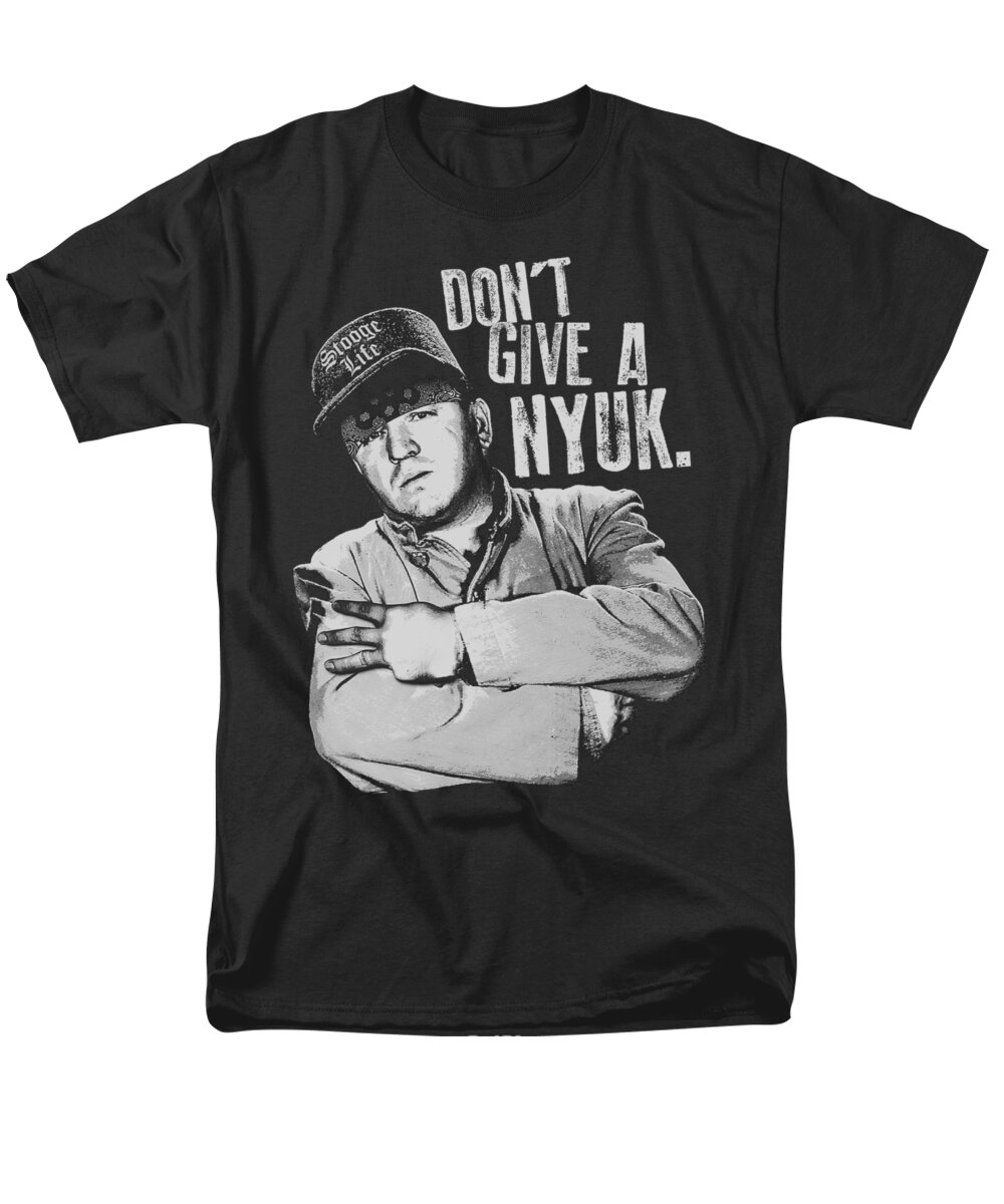 The Three Stooges Men's T-Shirt (Regular Fit) featuring the digital art Three Stooges - Give A Nyuk by Brand A