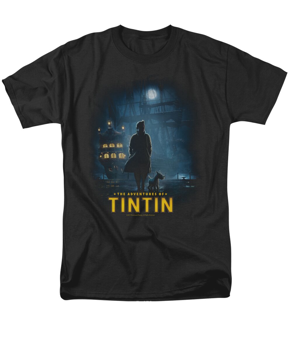 The Adventures Of Tintin Men's T-Shirt (Regular Fit) featuring the digital art Tintin - Title Poster by Brand A
