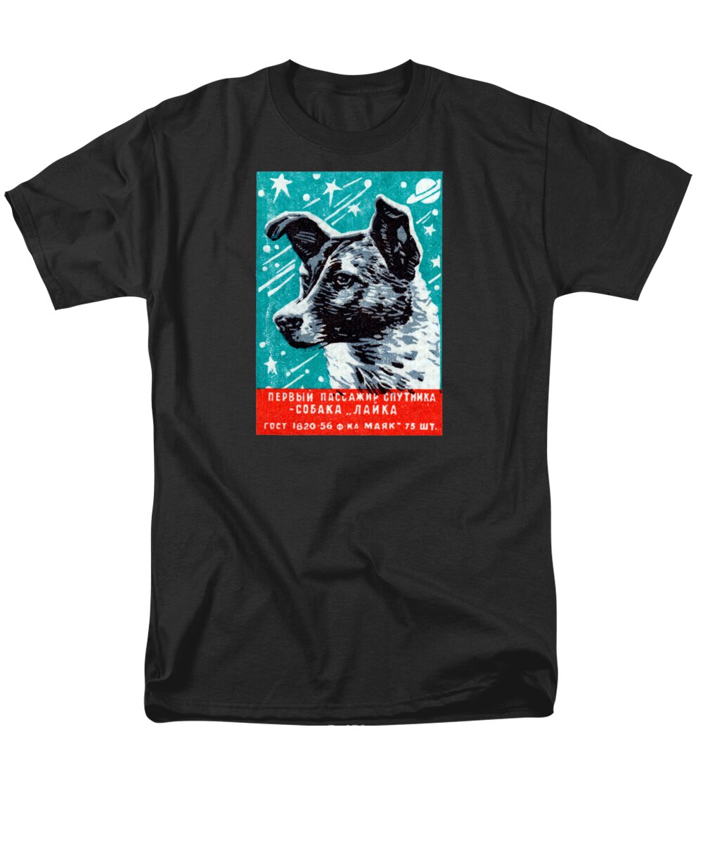 Vintage Men's T-Shirt (Regular Fit) featuring the painting 1957 Laika the Space Dog by Historic Image