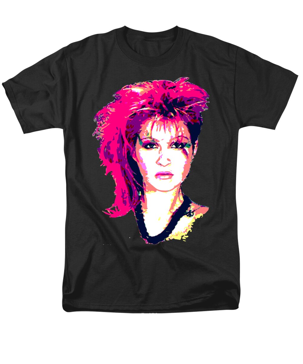 Cyndi Lauper Men's T-Shirt (Regular Fit) featuring the digital art Girls Just Wanna Be Pink Pop Art by Megan Miller