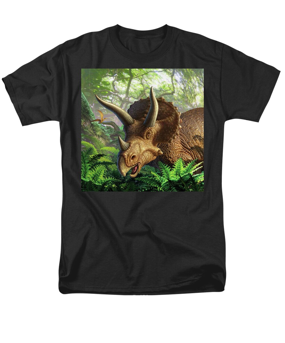 Triceratops Men's T-Shirt (Regular Fit) featuring the digital art Triceratops by Jerry LoFaro