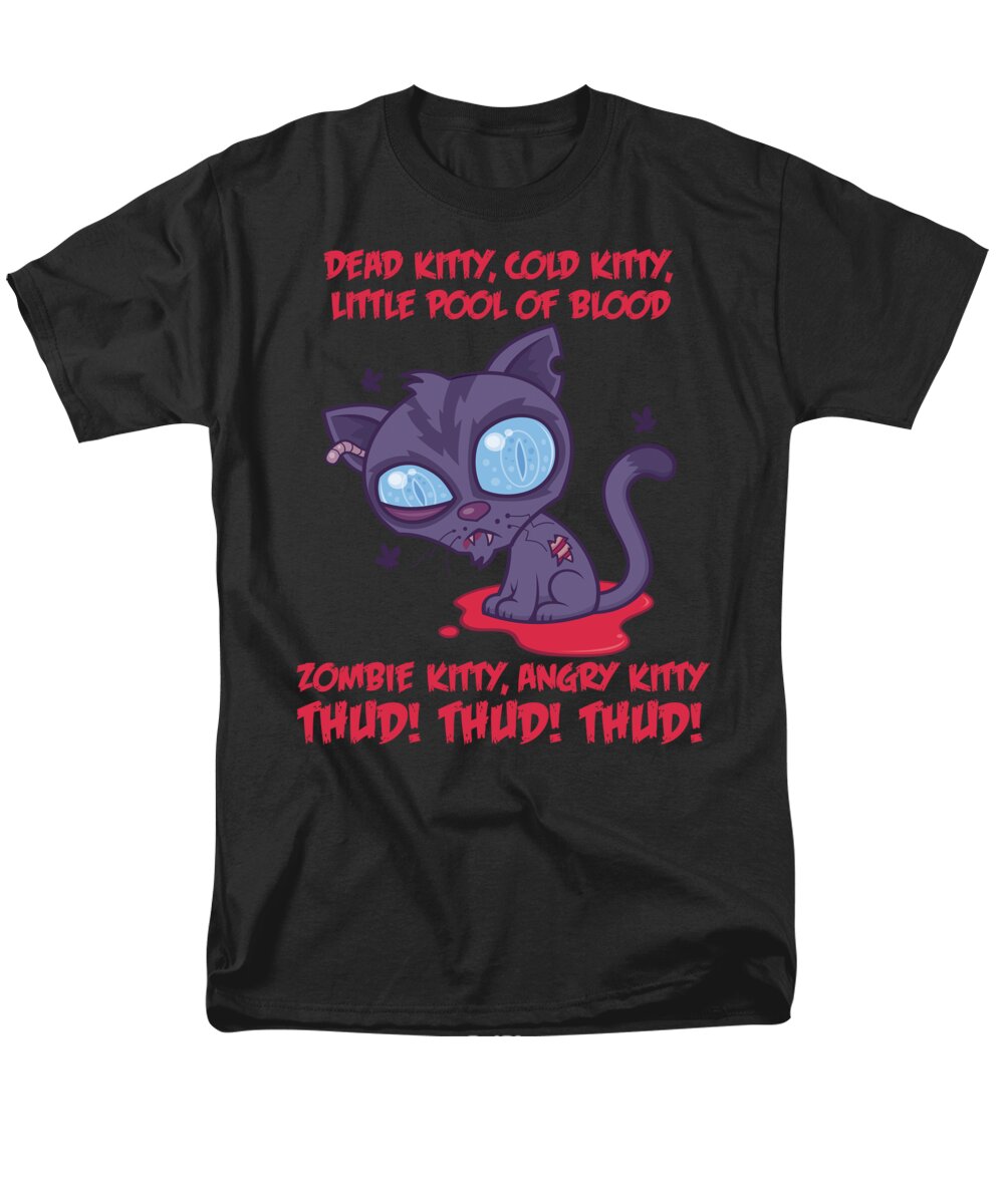 Cat Men's T-Shirt (Regular Fit) featuring the digital art Dead Cold Angry Zombie Kitty by John Schwegel
