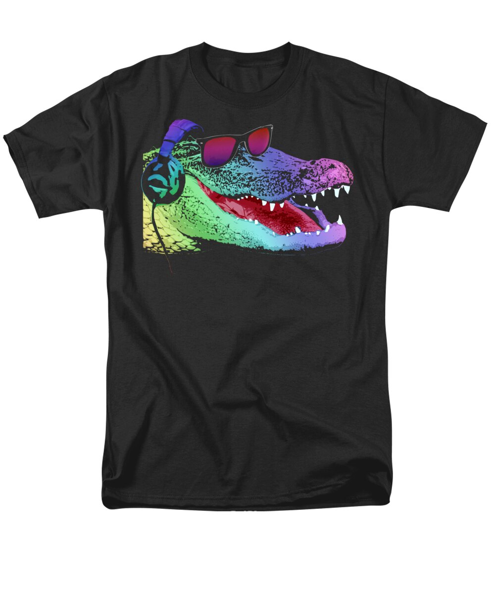 Alligator Men's T-Shirt (Regular Fit) featuring the digital art DJ Alligator by Megan Miller