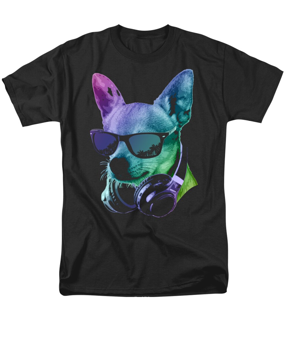 Dog Men's T-Shirt (Regular Fit) featuring the digital art DJ Chihuahua by Megan Miller