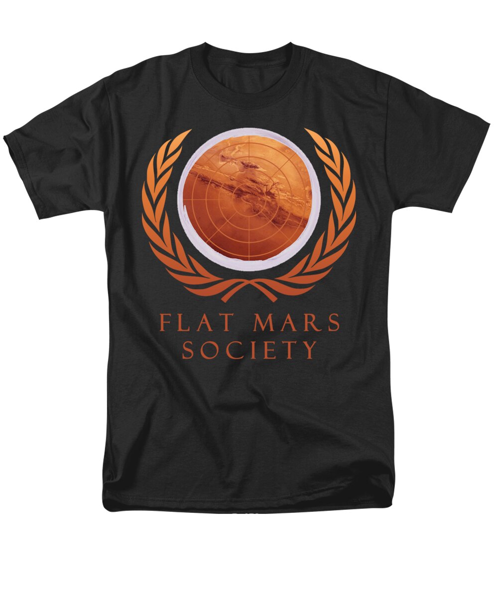 Flat Earth Men's T-Shirt (Regular Fit) featuring the digital art Flat Mars Society by Megan Miller