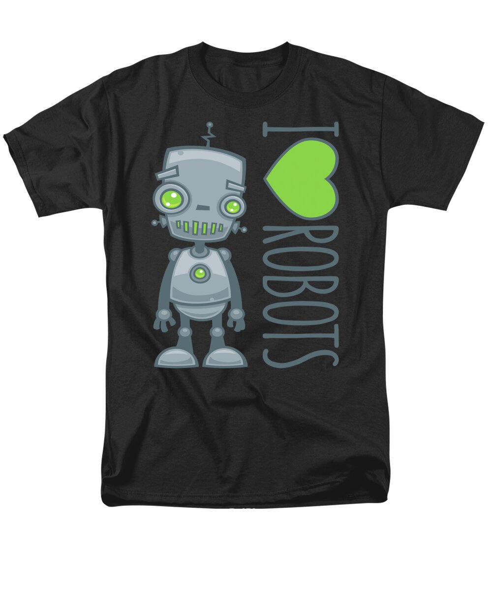 Robot Men's T-Shirt (Regular Fit) featuring the digital art I Love Robots by John Schwegel