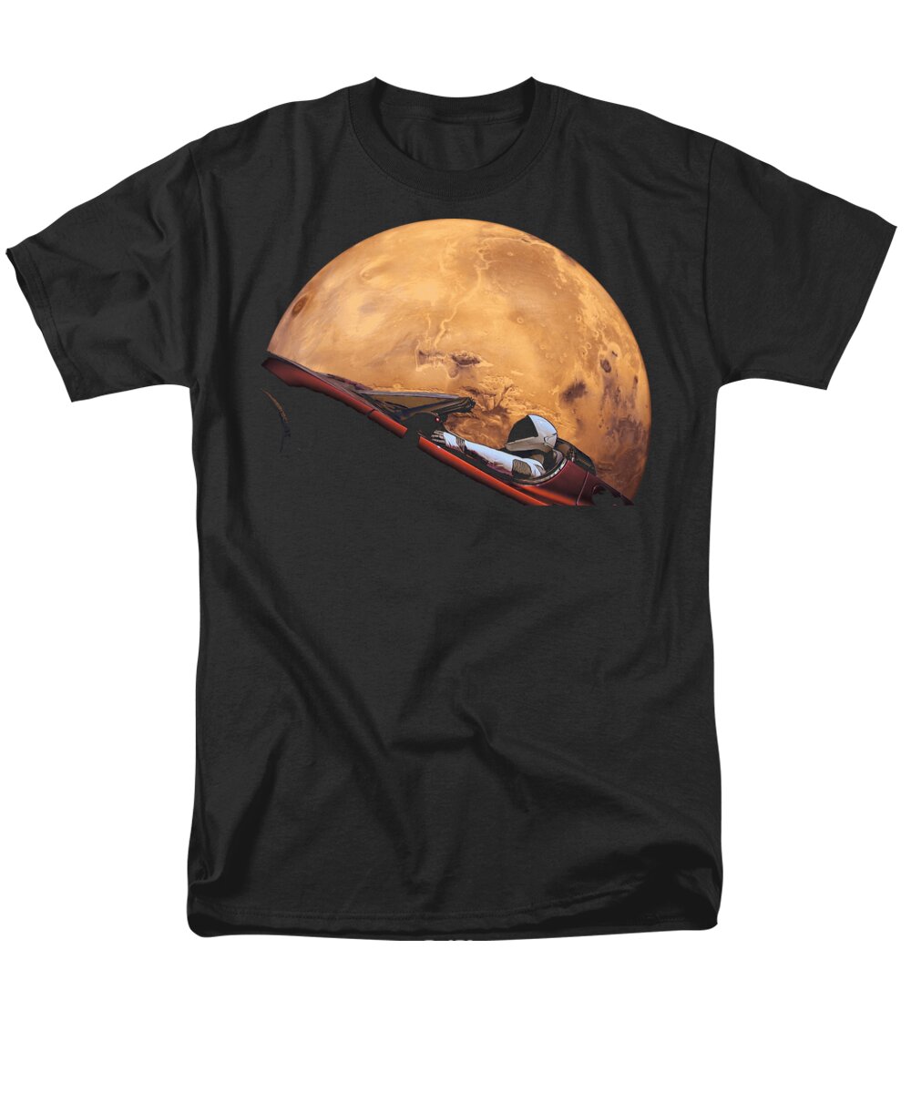 Dont Panic Men's T-Shirt (Regular Fit) featuring the digital art Starman In Orbit Around Mars by Megan Miller