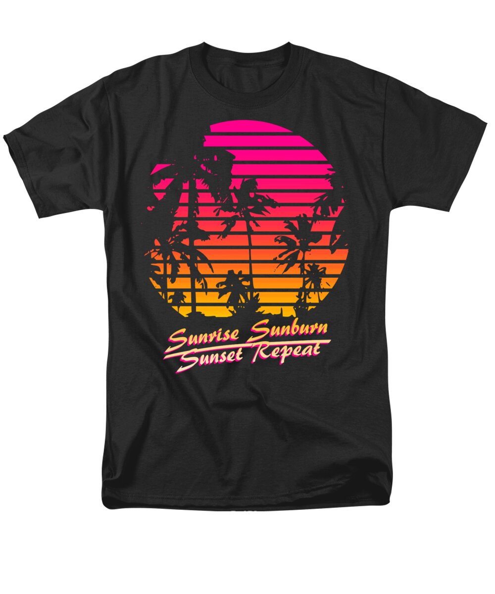 Sunset Men's T-Shirt (Regular Fit) featuring the digital art Sunrise Sunburn Sunset Repeat by Filip Schpindel