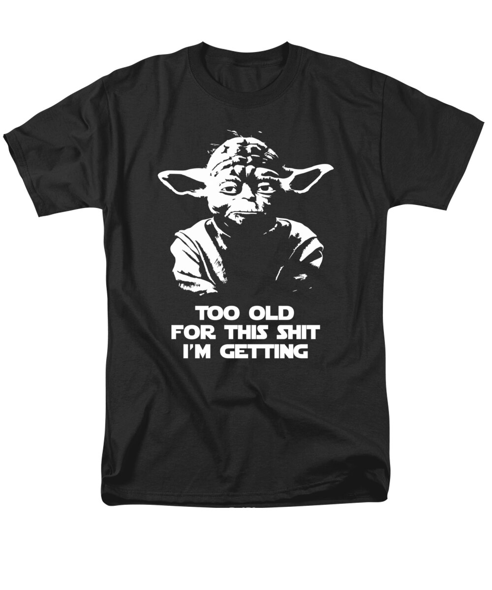 Yoda Men's T-Shirt (Regular Fit) featuring the digital art Yoda Parody - Too Old For This Shit I'm Getting by Megan Miller