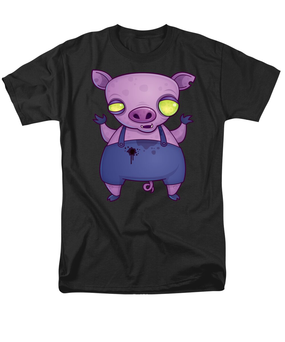 Zombie Men's T-Shirt (Regular Fit) featuring the digital art Zombie Pig by John Schwegel