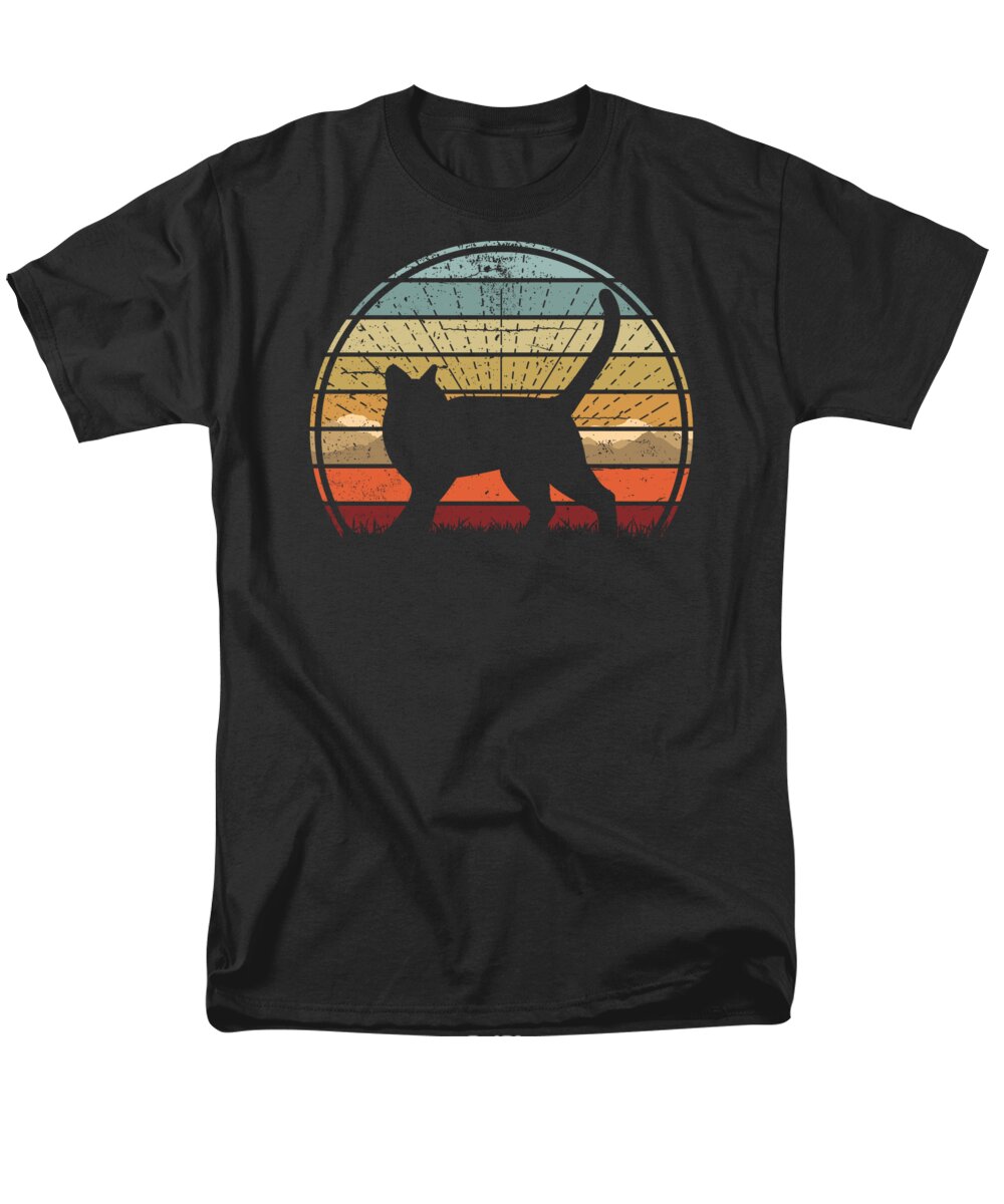 Aventure Men's T-Shirt (Regular Fit) featuring the digital art Aventure Cat Sunset by Megan Miller
