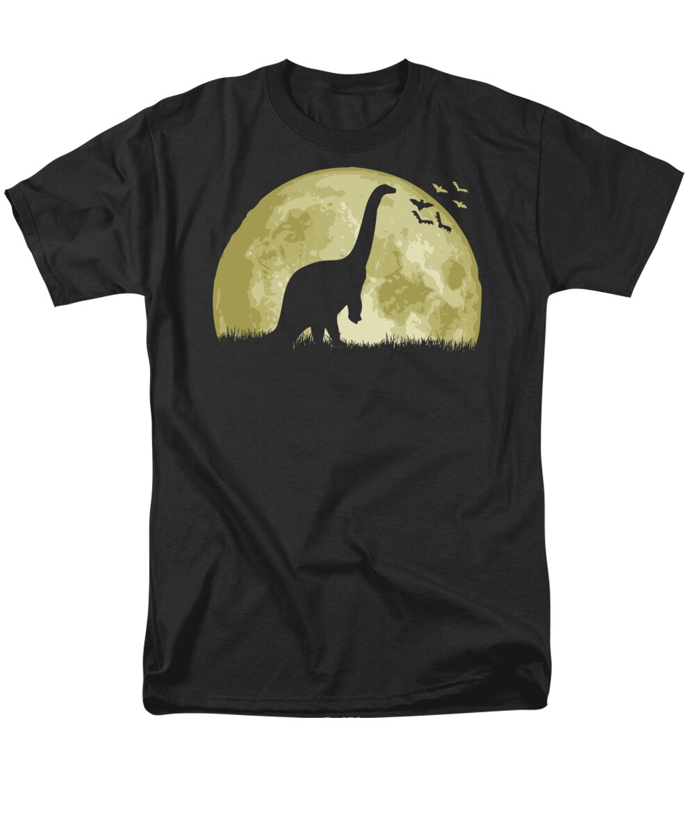 Brachiosaurus Men's T-Shirt (Regular Fit) featuring the digital art Brachiosaurus Full Moon by Megan Miller