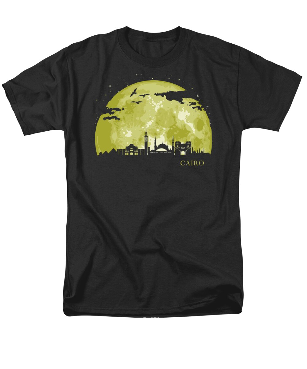 Egypt Men's T-Shirt (Regular Fit) featuring the digital art CAIRO Moon Light Night Stars Skyline by Megan Miller