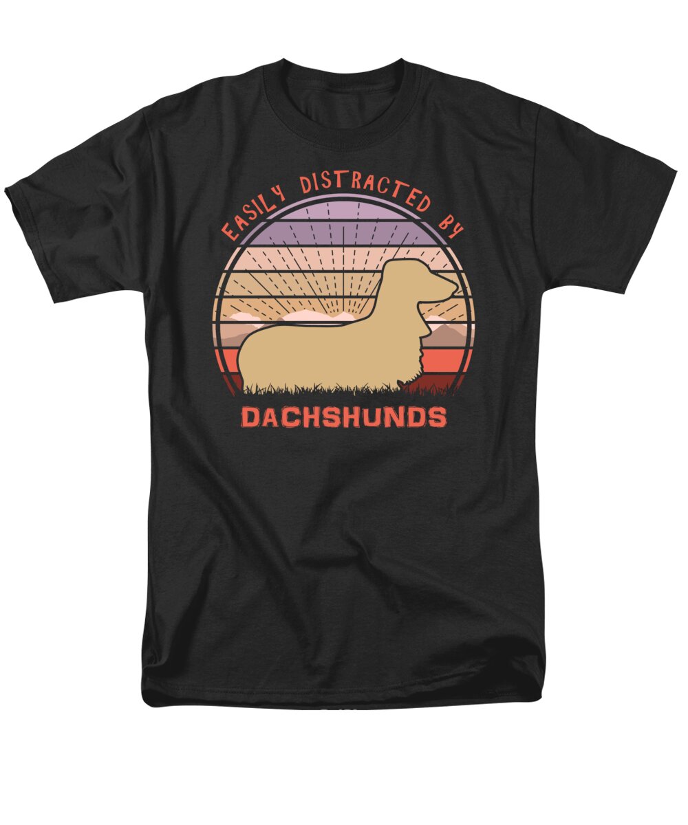 Easily Men's T-Shirt (Regular Fit) featuring the digital art Easily Distracted By Dachshunds by Megan Miller