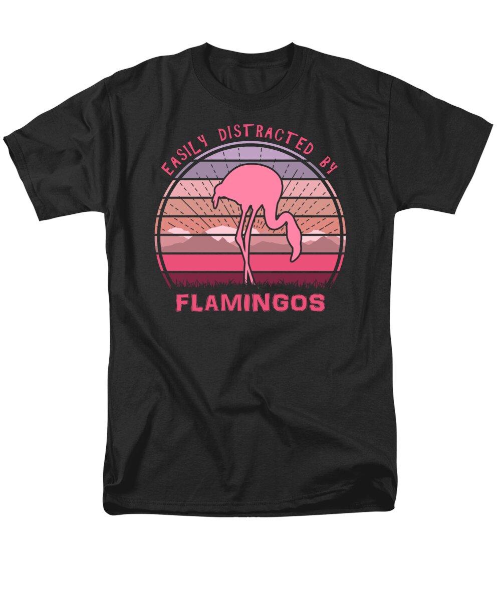 Easily Men's T-Shirt (Regular Fit) featuring the digital art Easily Distracted By Flamingos by Filip Schpindel