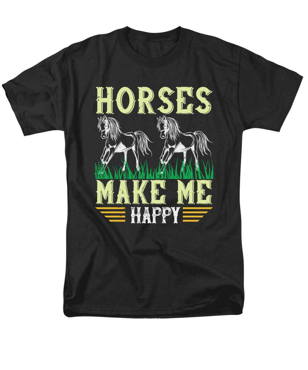 Horse Men's T-Shirt (Regular Fit) featuring the digital art Horses Make Me Happy by Jacob Zelazny