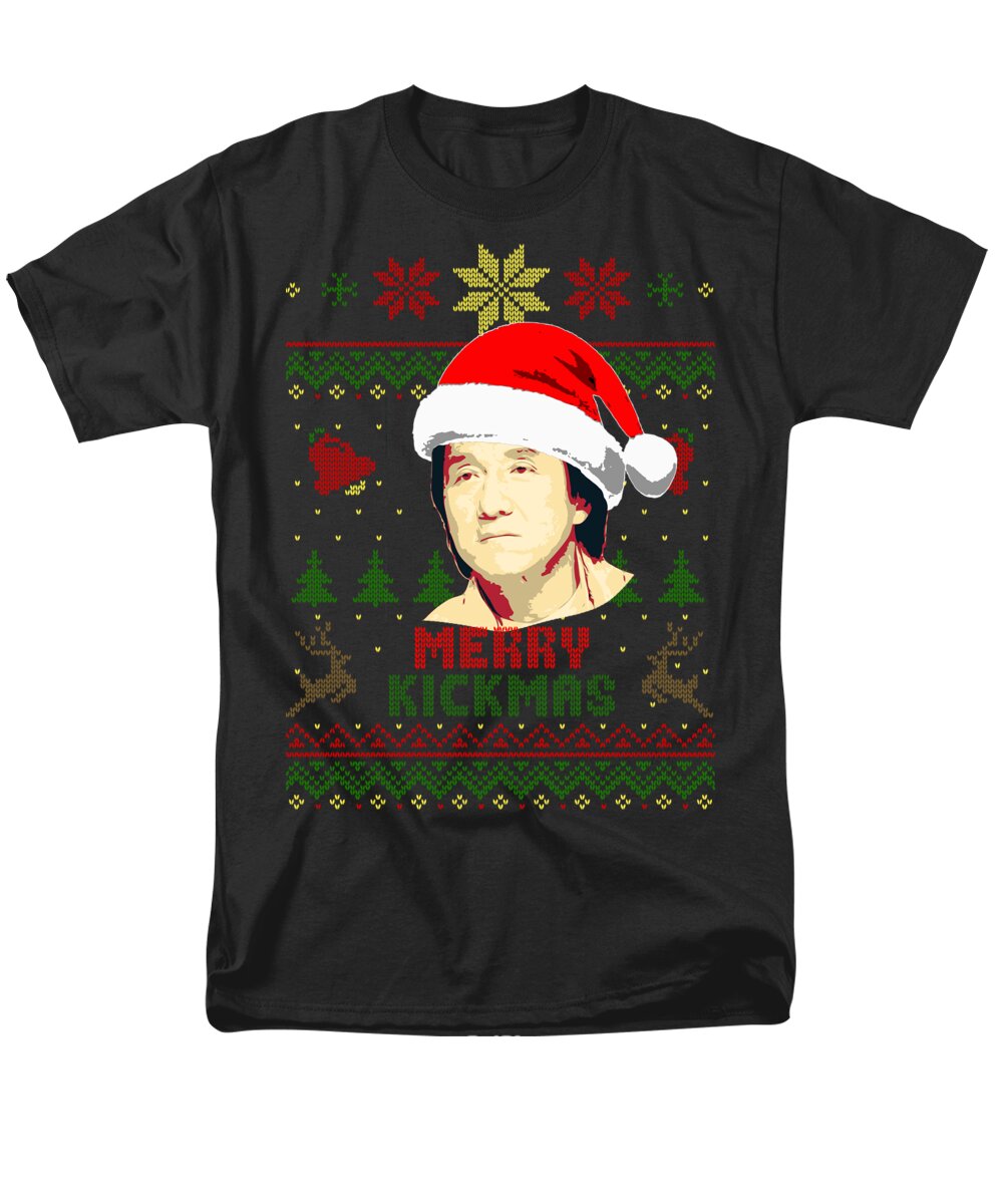 Santa Men's T-Shirt (Regular Fit) featuring the digital art Merry Kickmas Jackie Chan Christmas by Filip Schpindel