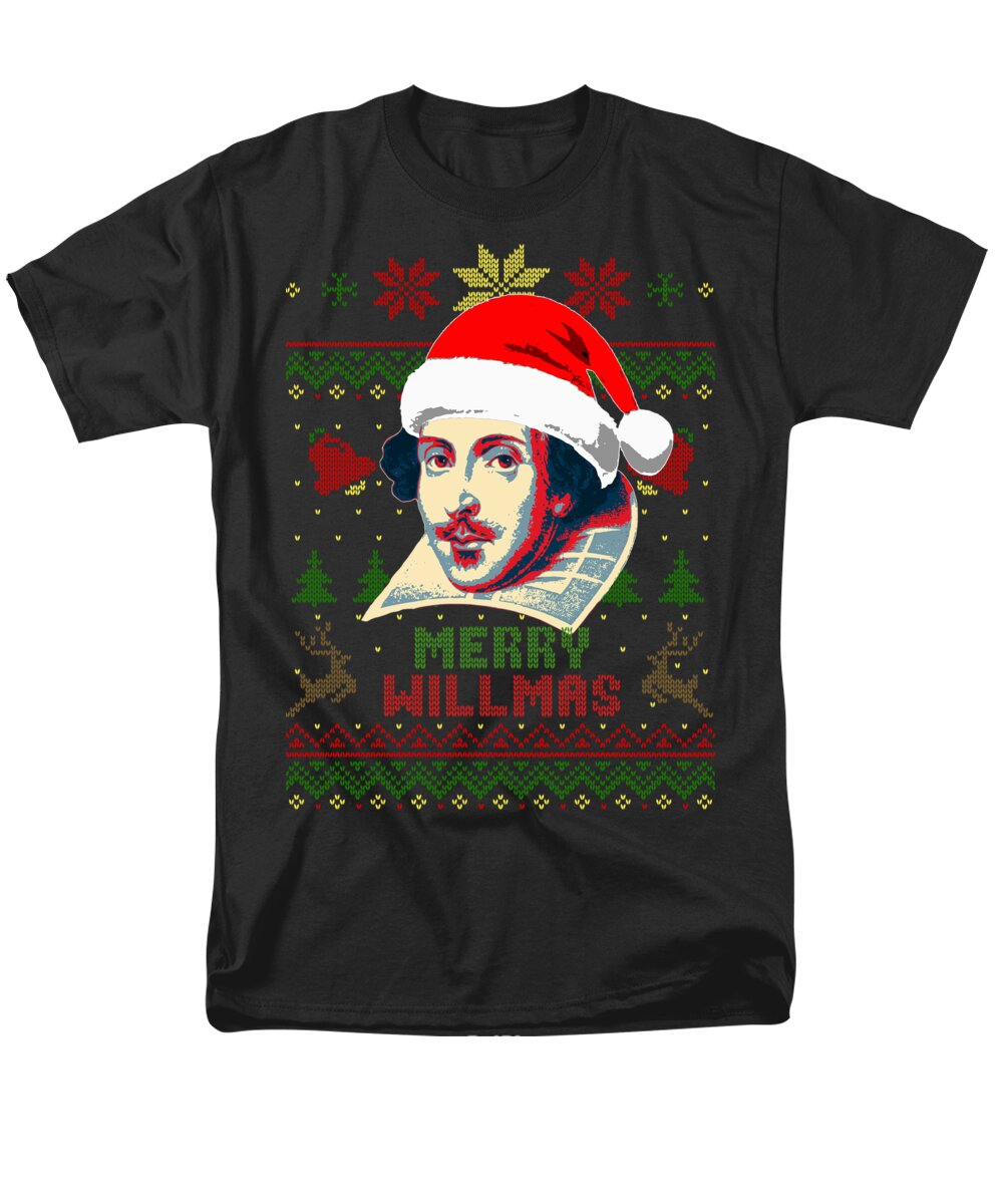 Santa Men's T-Shirt (Regular Fit) featuring the digital art Merry Willmas William Shakespeare Christmas by Megan Miller