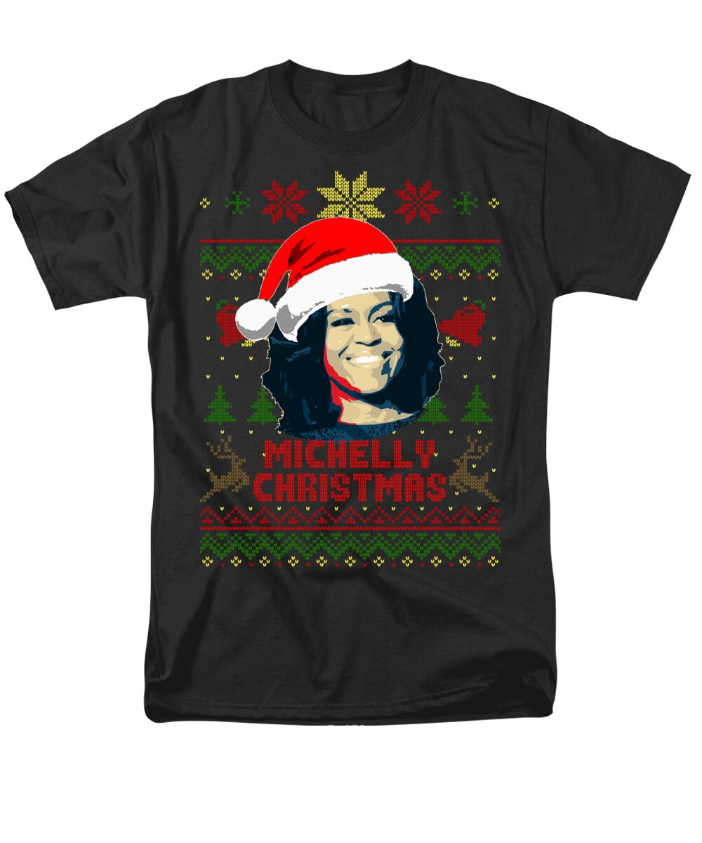 Santa Men's T-Shirt (Regular Fit) featuring the digital art Michelly Christmas Michelle Obama by Filip Schpindel