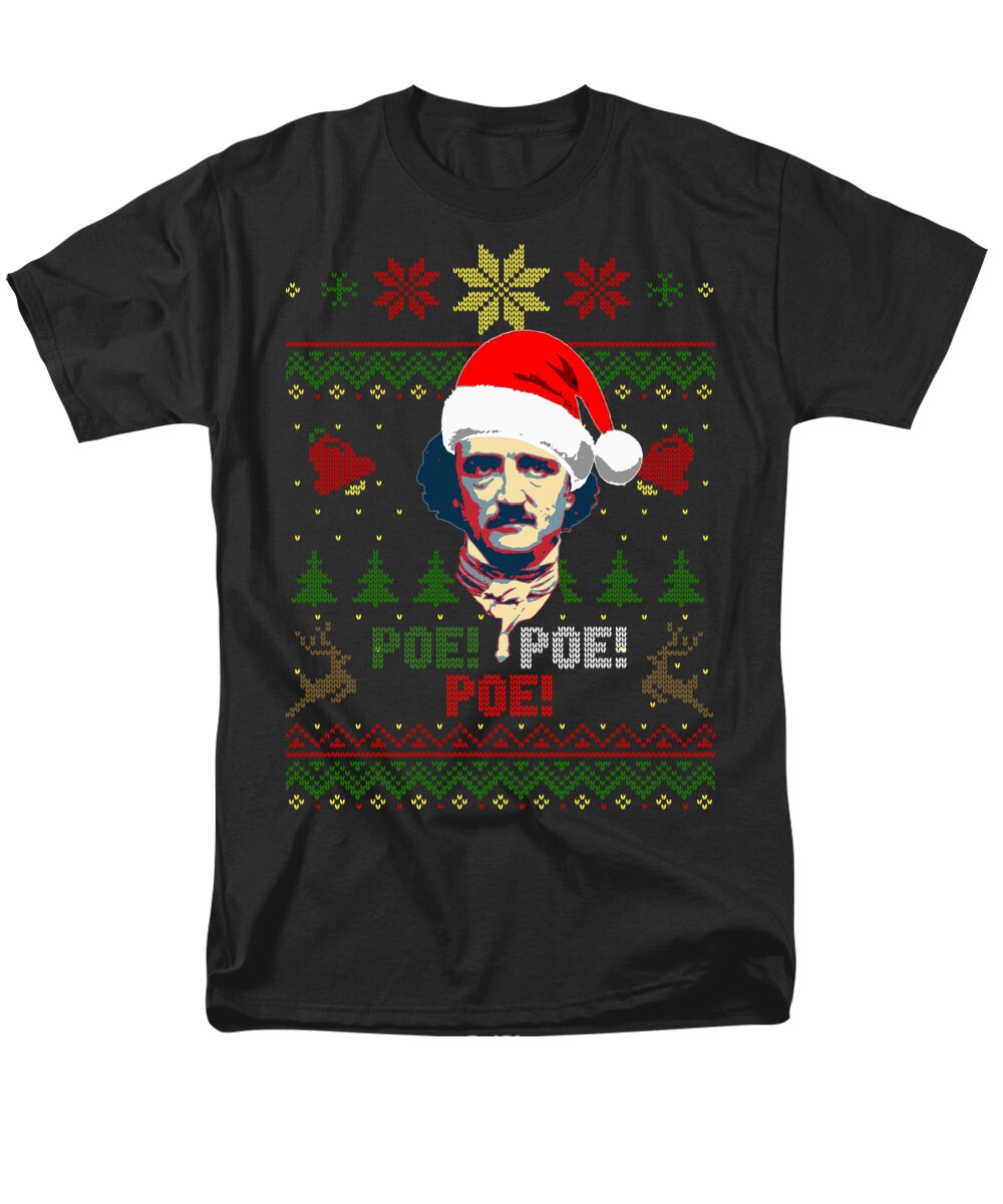 Santa Men's T-Shirt (Regular Fit) featuring the digital art Poe Poe Poe Edgar Allan Poe Ho Ho Ho Ho Christmas by Megan Miller