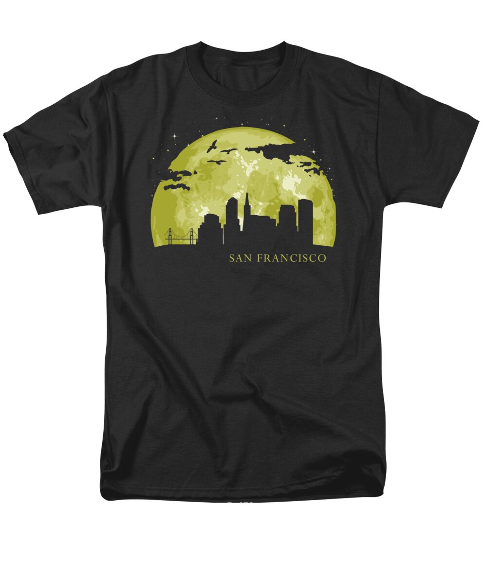 California Men's T-Shirt (Regular Fit) featuring the digital art SAN FRANCISCO Moon Light Night Stars Skyline by Filip Schpindel