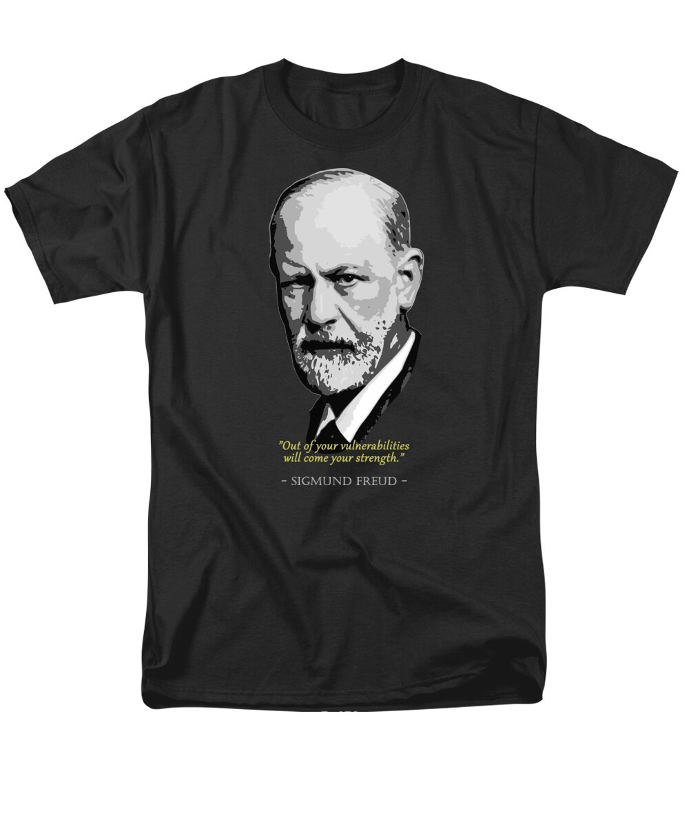 Sigmund Men's T-Shirt (Regular Fit) featuring the digital art Sigmund Freud Quote by Megan Miller