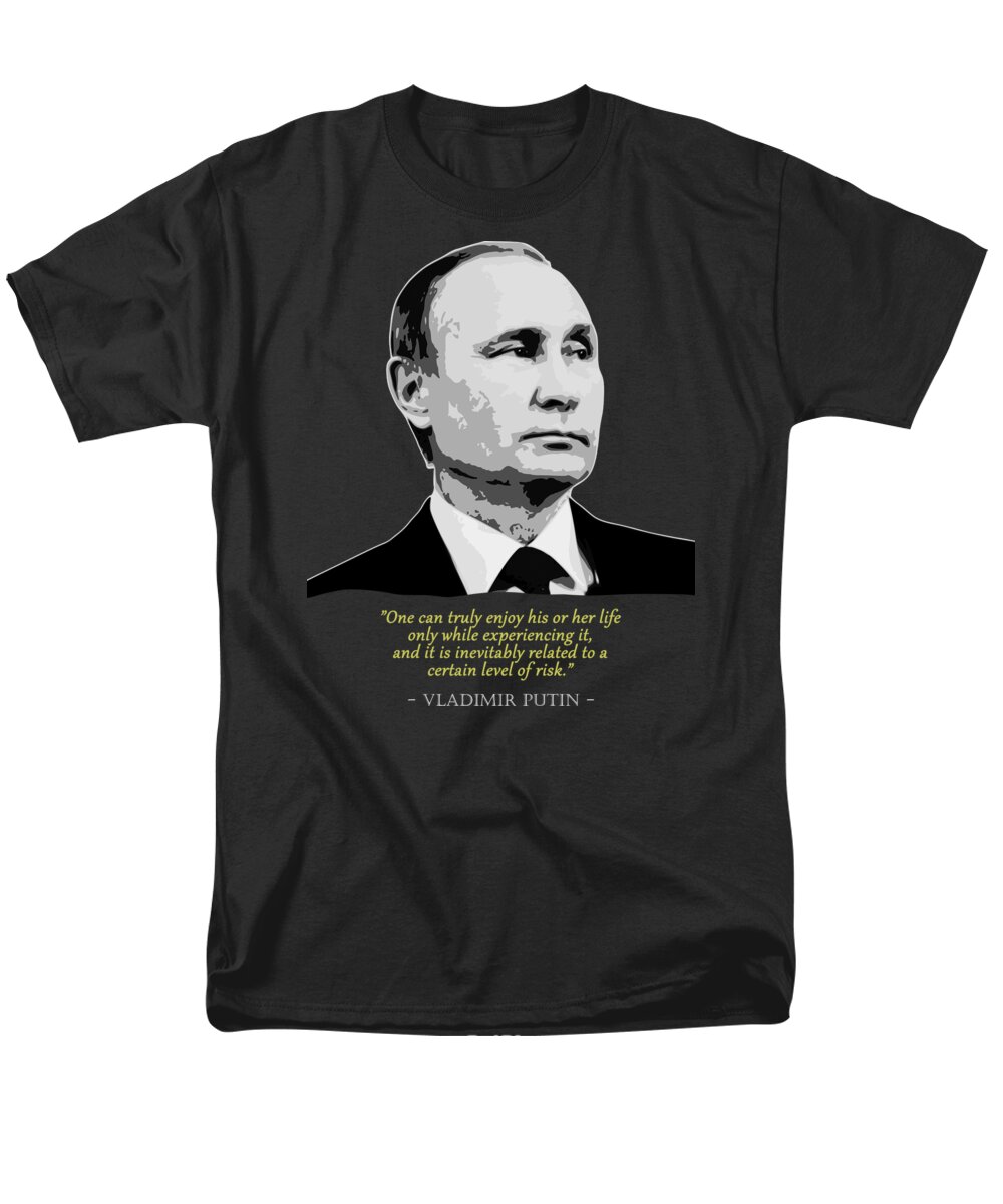 Vladimir Men's T-Shirt (Regular Fit) featuring the digital art Vladimir Putin Quote by Megan Miller