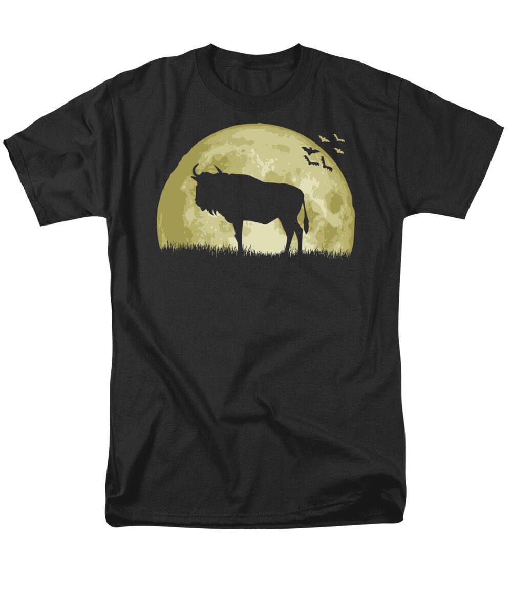 Water Men's T-Shirt (Regular Fit) featuring the digital art Water Buffalo Full Moon by Megan Miller