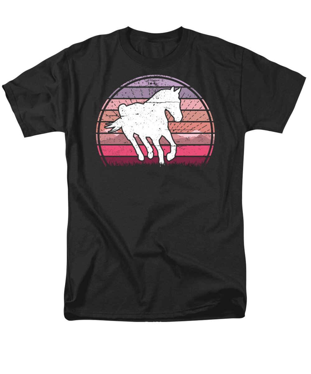 Wild Men's T-Shirt (Regular Fit) featuring the digital art Wild Horse Pink Sunset by Megan Miller