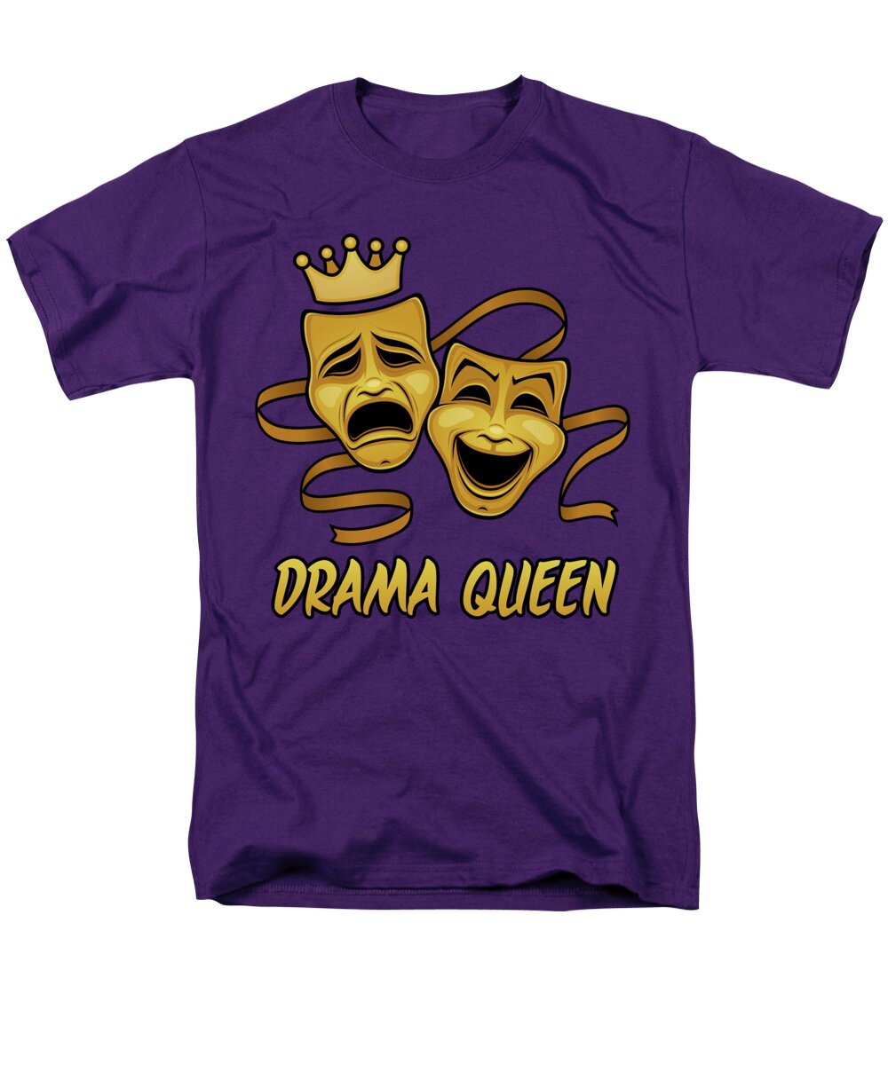 Acting Men's T-Shirt (Regular Fit) featuring the digital art Drama Queen Comedy And Tragedy Gold Theater Masks by John Schwegel