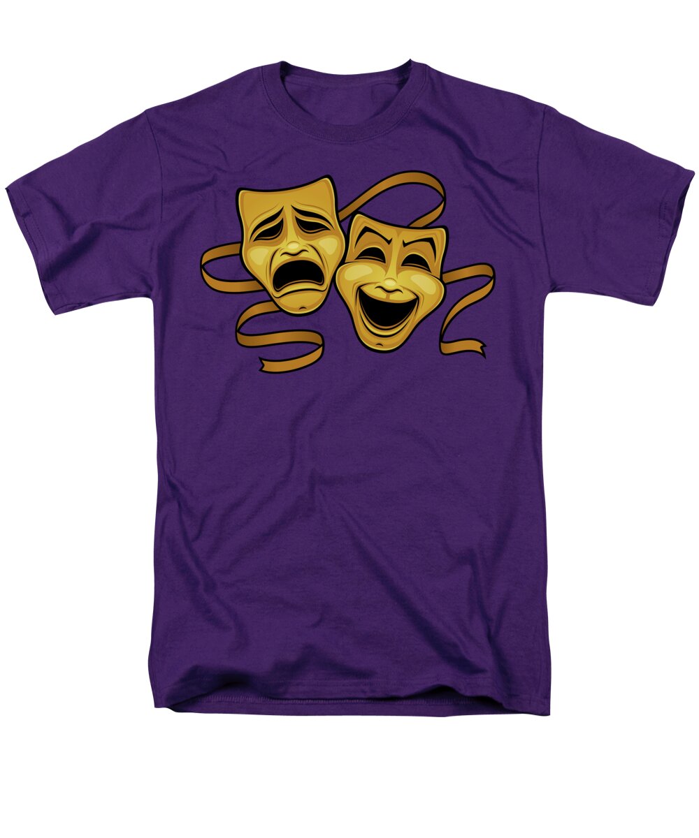 Acting Men's T-Shirt (Regular Fit) featuring the photograph Gold Comedy And Tragedy Theater Masks by John Schwegel