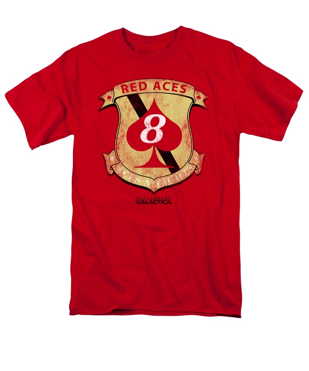  Men's T-Shirt (Regular Fit) featuring the digital art Bsg - Red Aces Badge by Brand A