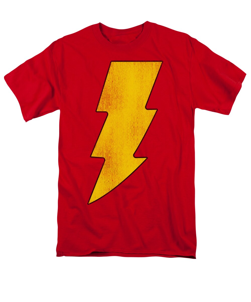 Dc Comics Men's T-Shirt (Regular Fit) featuring the digital art Dc - Shazam Logo Distressed by Brand A