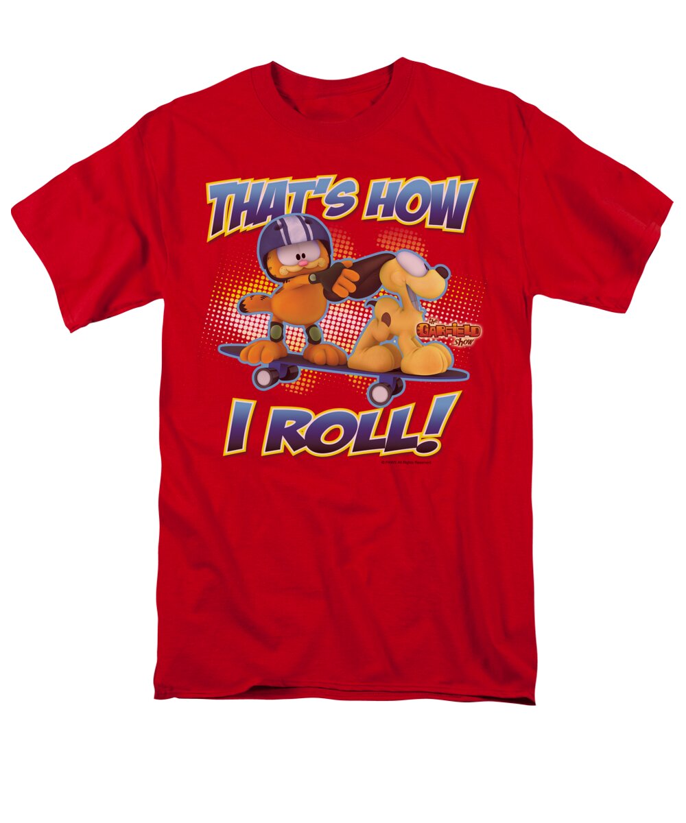 Garfield Men's T-Shirt (Regular Fit) featuring the digital art Garfield - How I Roll by Brand A