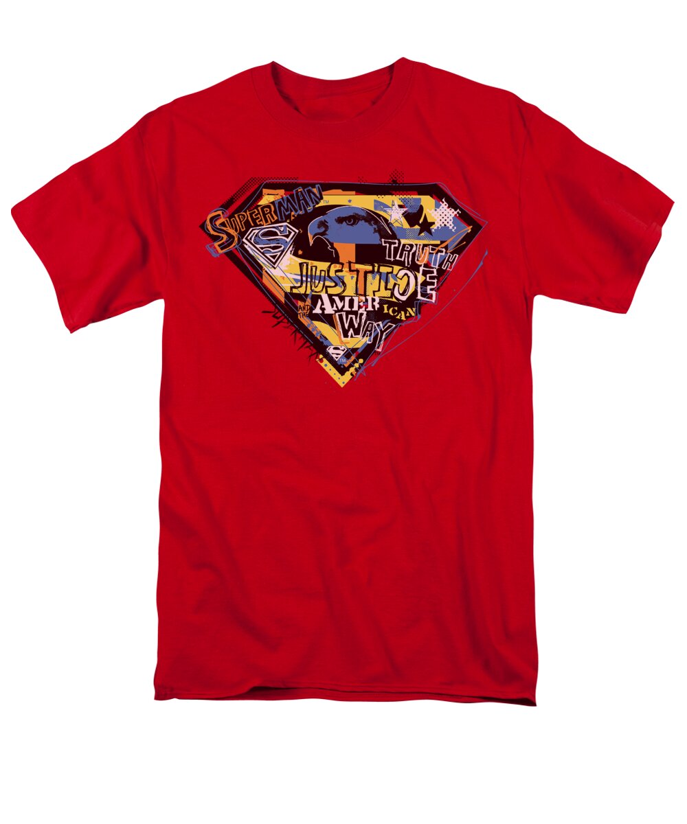 Superman Men's T-Shirt (Regular Fit) featuring the digital art Superman - American Way by Brand A