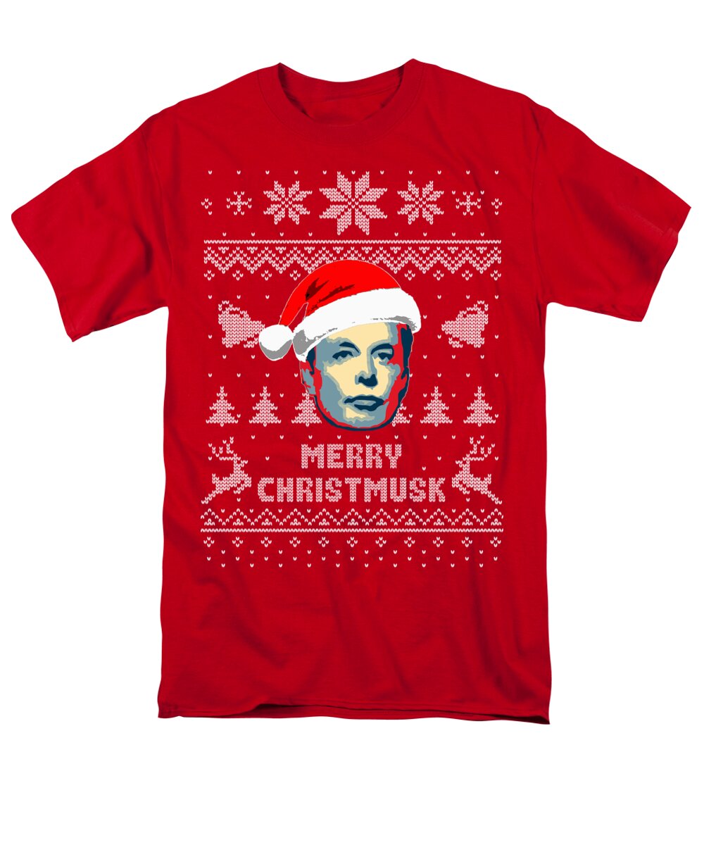 Christmas Men's T-Shirt (Regular Fit) featuring the digital art Elon Musk Merry Christmusk by Megan Miller