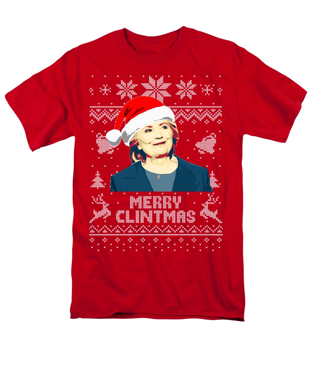 Santa Men's T-Shirt (Regular Fit) featuring the digital art Hillary Clinton Merry Clintmas by Megan Miller